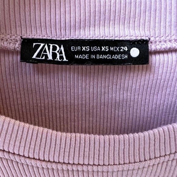 Zara Ribbed Lilac T-shirt - Picture 3 of 4